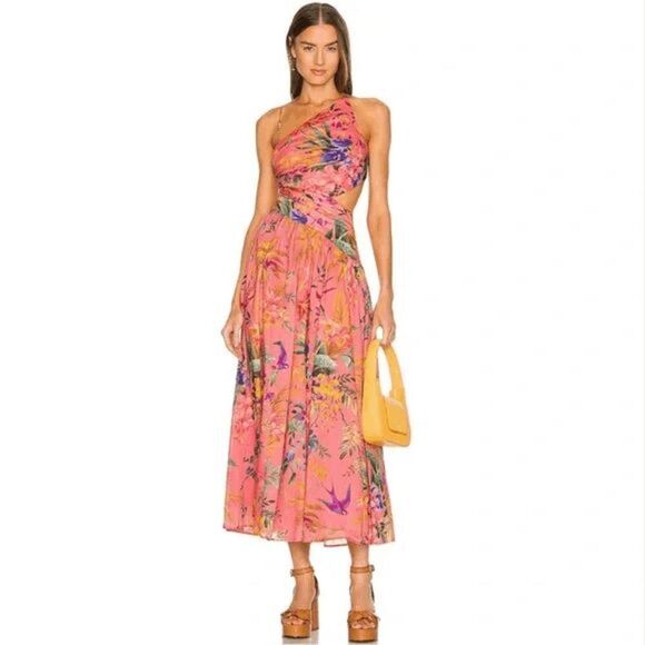 Zimmermann Dresses & Skirts - Zimmermann NWT Tropicana Asymmetric Long Sleeveless Dress AU 2 US 8 Coral Floral